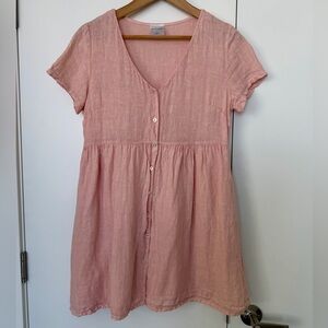 Jillian Harris x Priv 100% Linen Button‑Front Baby Doll Dress